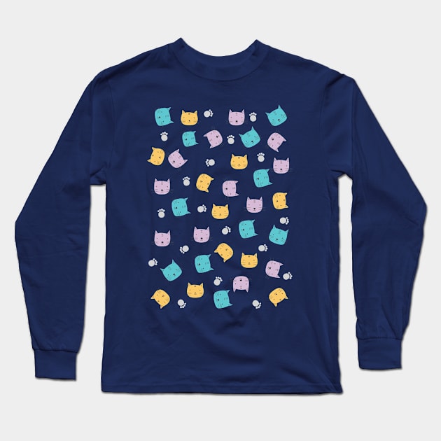 Kitties Pattern Long Sleeve T-Shirt by burropatterns